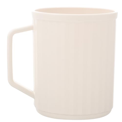 WOONEKY Vaso para Cepillos de Dientes de Plástico Irrompible, Taza de Enjuague Bucal Blanca Grande Textura Vertical, Portacepillos Reutilizable para Baño y Viajes Reutilizable