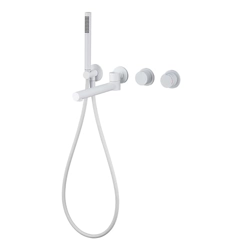 Mitigeur de bain mural gris avec douchette et bec rotatif à 180° pour eau chaude et froide