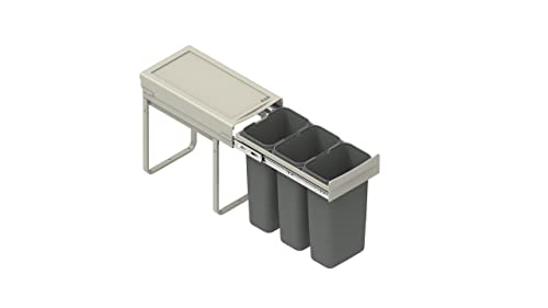 REJS RECYCLE BIN PULL OUT SOFT CLOSE KITCHEN WASTE BIN 300MM - 30 LTR (JC-604) (with front fixing brackets)