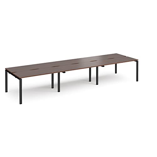 Image of DAMS Adapt triple back to back desks 4200mm x 1200mm - black frame, walnut top