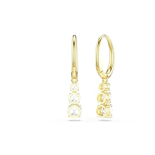 Swarovski Stilla Attract hoop earrings, Round cut, White, Gold-tone Finish4