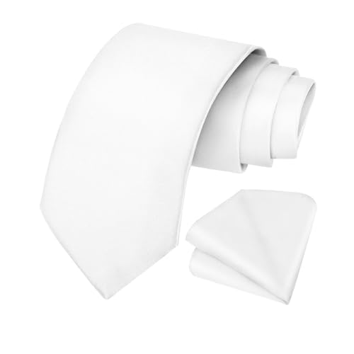 URAQT Cravate pour Hommes Faite à La Main, 8CM Étroit Cravate Homme, Hommes Cravates Solide Couleur, Cravate et Pochette Homme, Pour Mariage, Affaires...