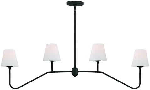 Crystorama Keenan 4 Light Black Forged Linear Chandelier with Glass Shades