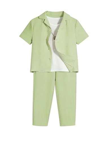 Image of Verdusa Boy's 2 Piece Sets Linen Set Going Out Summer Outfits Button Up Shirt and Pants Set Matching Sets