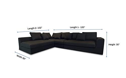 Image of Homax. SF126 Solid Sal Wood Fabric Upholstered Sofa Set 5 Seater Interchangeable Modular, Sectional, Corner L Shaped Sofa Set for Living Room Furniture, Grey Color