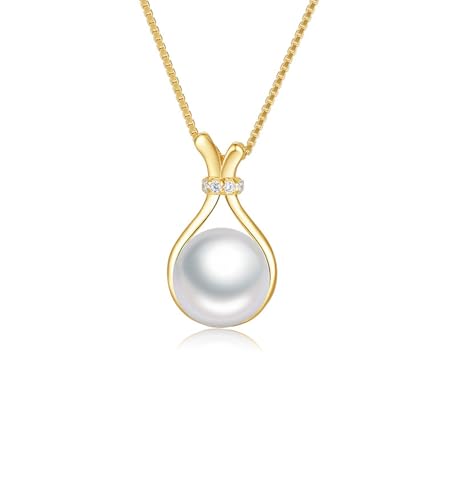Collier de Perles Argent 925 pour Femmes - Pendentif Or Sac Chanceux et Zircone