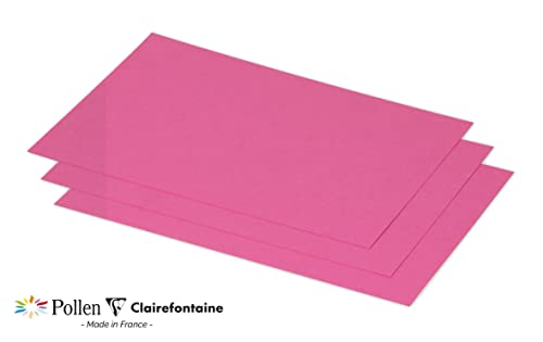 Clairefontaine 1624C Pack of 25 Plain Cards Format 15.8x22.2cm 210gsm Intensive Pink Invitation Cards Events Correspondence Pollen range Smooth Premium Paper - Image 3