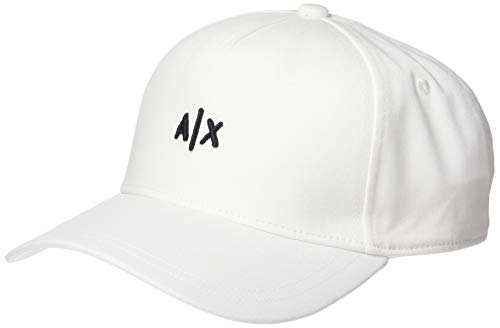 AX Armani Exchange mens Classic Small Logo Embroidery Hat Baseball Cap, White/Black, UNI US