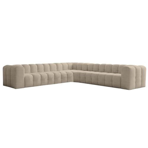Friderik Sofá esquinero Baloo Corner 330 x 330 cm – Comodidad con espuma HR y muelles ondulados – Tejido Moly (Beige)