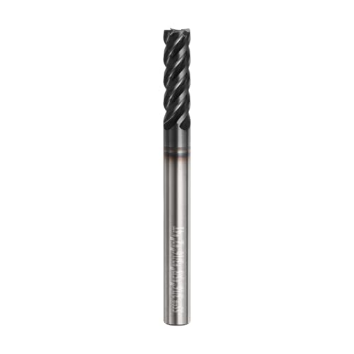 Image of HARFINGTON Carbide Square Nose End Mill Bit 3 /16 inch Cut Dia 4 Flutes TiAlN Coated Milling Cutter for Hardened Steel Metal (3 /16 inch Shank 5 /8 inch Cut Length 2 inch Long 45 Degree HRC49-51)