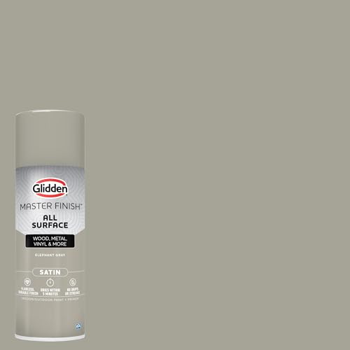 Image of Glidden Master Finish 12 oz. Satin Elephant Gray Interior /Exterior All Surface Spray Paint and Primer