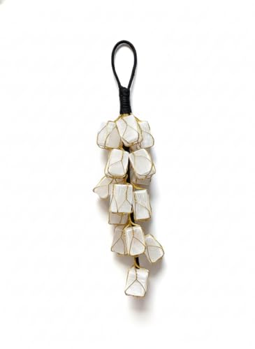 Image of White Tourmaline Crystal Rough Tumble Chunks, Natural Stone for Protection, Vastu Correction, Negative Energy Shield, Evil Eye Protection, Hanging Ornament (White)