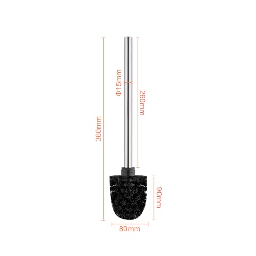 Ibergrif 4 Stück Klobürste Schwarz, WC Bürsten mit 8 cm Durchmesser, Abnehmbare Bürstenköpfe, Toilettenbürste mit Edelstahlstiel, M34155