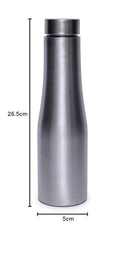 Image of HORNBILLS 1000 Stainless Steel Water Bottle 1 ltr, Single Walled, Leak Proof Lid, Rust Proof For School, Office, Gym I Silver