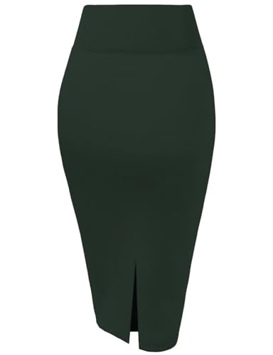 Image of Hybrid & Company Women's Premium Nylon Ponte Stretch High Waist Pencil Suit Skirt Below Knee