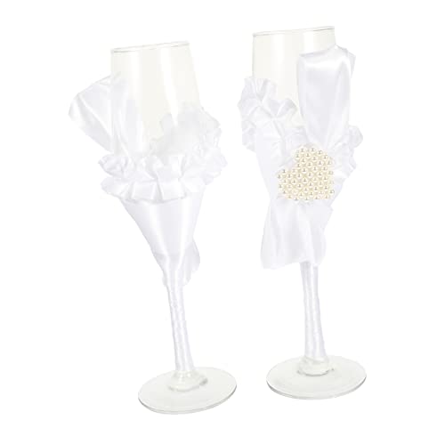 TOPBATHY Verres à Vin Mousseux pour Mariage Nacrés et Satinés Coupes Verre Gobelets de Fête pour Mariés