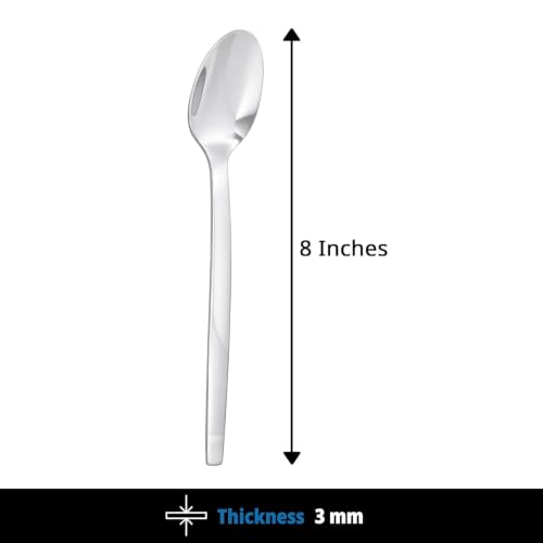 Image of Culinex Premium 7.9 inch Stainless Steel Dinner Spoon Set of 12 for Dining Table, Kitchen | Heavy, Rustproof Dishwasher Safe Silver Flatware by thinKitchen (Queen Series)