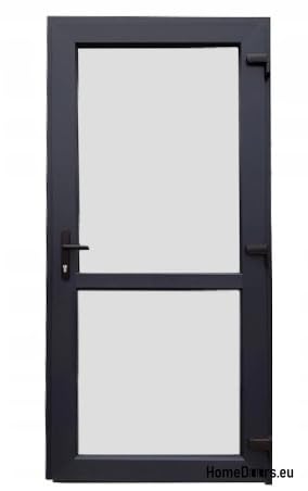 Drzwi wejściowe z tworzywa sztucznego, 100 x 210 cm, DIN prawe | drzwi wejściowe z przeszkleniem bezpiecznym | kompletny zestaw do sklepu, garażu, domu | drzwi wejściowe z 4-punktowym zamkiem i