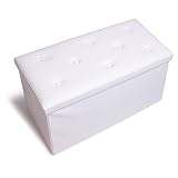 YQYS 30 Inches Rectangular Ottomans, Foldable Footrest with Sponge Padded Seat, 80L Faux Leather Che