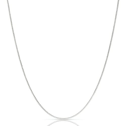 Next Level Jewelry Italian Sterling Silver Box Chain Necklaces, Women's Thin Sterling Silver Chain