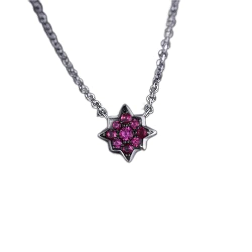 Collier Pendentif Argent 925 Rubis Rouge Bijoux Pierres Précieuses Femme Chic