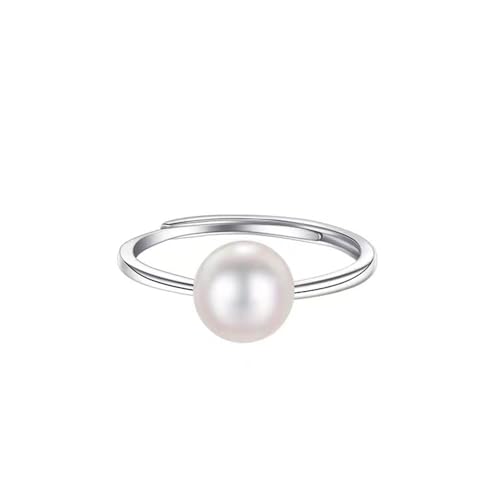 Bague Perles Classique Avec Boule De 8mm/10mm Pour Les Femmes Déclaration Ouverte Réglable S925 Argent Sterling Pearl Ball Wrap Doigt Band Anneaux Empilement...