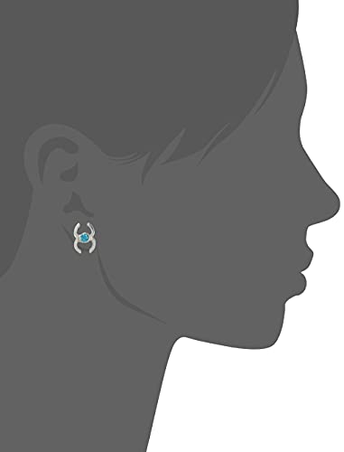 Rhodium Plated Stud Earrings with Topaz Stone