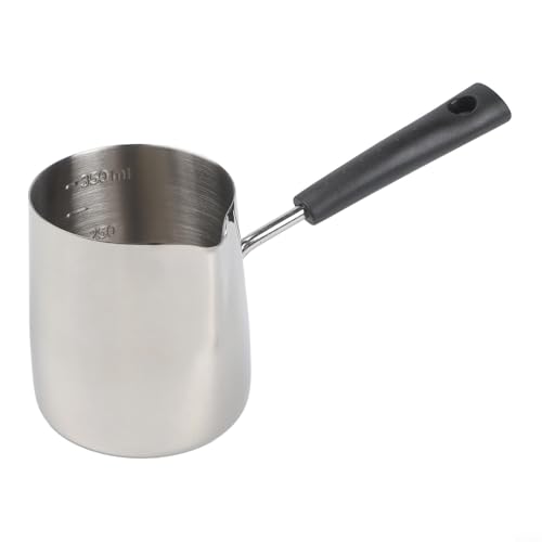 Cafetera turca de acero inoxidable para preparar bebidas calientes y condimentos, resistente a la corrosión, con boquilla de vertido eficiente, fácil de limpiar, plateada, 350 ml, 600 ml, 900 ml
