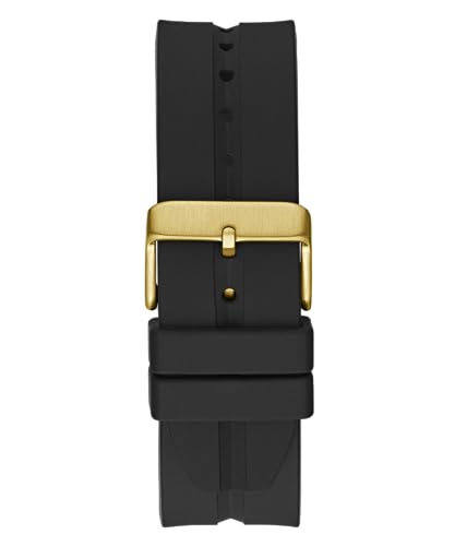 GUESS Men's 42mm Watch - Black Strap Black Dial Gold Tone Case - Image 3