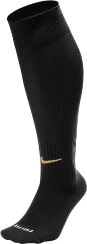 Nike U NK Classic II CSH OTC TM 132 Chaussettes Montantes au Genou, Noir/Jersey doré, L Mixte
