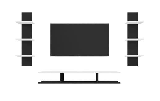 Image of Genuine Dazzling Decort TV Entertainment Unit for Wall Set, Wall Mounted Shelf for Living Room, Bedroom Black White Elegant