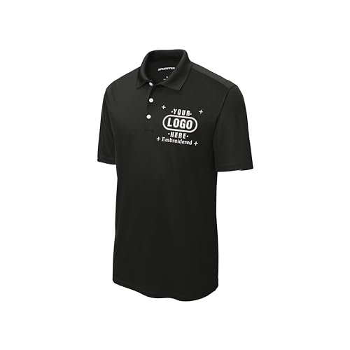 Custom Polo Shirts for Men Custom Embroidered Polo Shirt, Personalized with Text & Logo Black