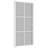 NVT vidaXL Porta Interna 102,5x201,5 cm Bianco Opaco in Vetro e Alluminio