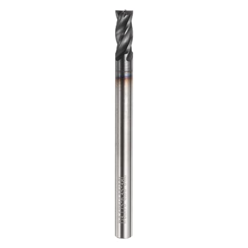 Image of HARFINGTON Carbide Square Nose End Mill Bit 1 /8 inch Cut Dia 4 Flutes TiAlN Coated Milling Cutter for Hardened Steel Metal (1 /8 inch Shank 1 /4 inch Cut Length 1-1 /2 inch Long 30 Degree Helix)