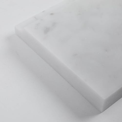Lovdeco 4 PCS Carrara Marble Baseboard for Kitchen Bathroom Floor Shower, White Marble Trim Molding Polished, 4.5 X 12 inch