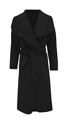 Generisch Damen Trenchcoat,Wasserfall Mantel (BLACK) einheitsgrösse
