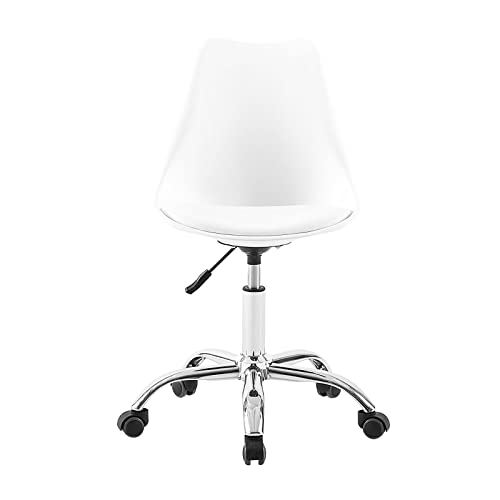 buybyroom Sedia da ufficio Sedia da scrivania ergonomica Sedia da ufficio confortevole Sedia da conferenza regolabile in altezza per il lavoro produttivo, Bianco