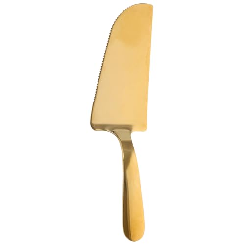 EXAOMBLE Espátula de Acero Inoxidable Dorada Diseño Dentado, Utensilio Versátil para Hornear y Servir Pasteles en Cocina Estilo