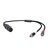 Erchineko Cable Divisor XLR de 11,8 Pulgadas, 20 AWG 4N OFC, Adaptador Divisor en Y de Sonido HiFi Hembra de 3 Pines con Carcasa de Aleación de Zinc, Conectores Chapados en Oro de 24