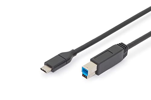 DIGITUS USB 3.2 Gen1 cable - 1.8 m - USB-C to Type-B - 5 Gbps - for printers scanners, hard drive enclosures, hubs - black