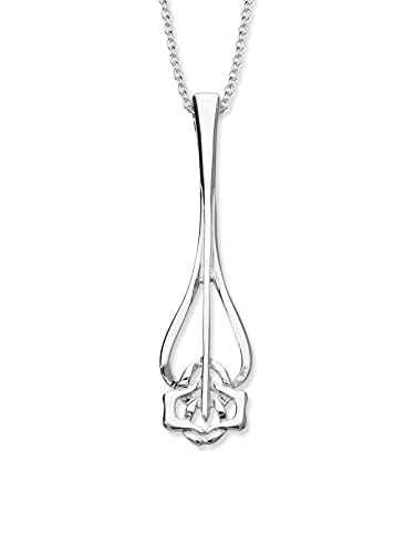 Ortak Cadena de plata de ley 925 hecha a mano Charles Rennie Mackintosh con colgante largo, joyería escocesa de Escocia para mujer, Plata esterlina Plata de ley Plata