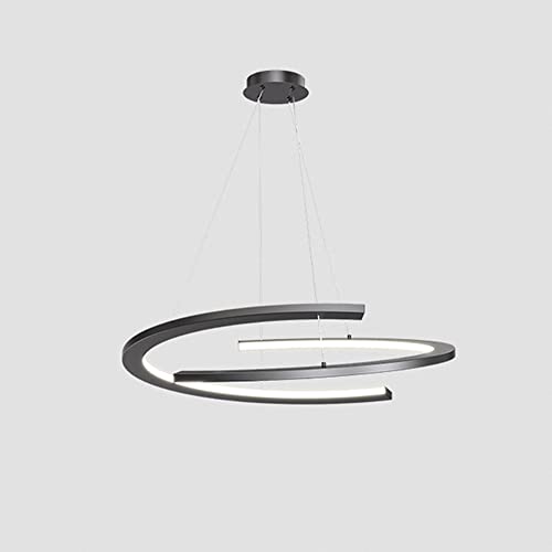 Lámpara de araña LED con diseño de arco moderno, cable ajustable para sala de estar sobre la mesa, entrada de escalera, isla de cocina, aluminio de 23,6 128 W, iluminación de techo colgante negra