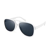 FEISEDY Vintage Retro 70s Plastic Aviator Sunglasses Women Men Classic Large Squared Frame B2751 (White frame, 60)