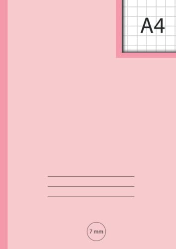 A4 7mm Squared - Pink: Exercise Books A4 Lined, Grid Paper Notebook for Math, Science, Graph, Writing Pad 100 Pages