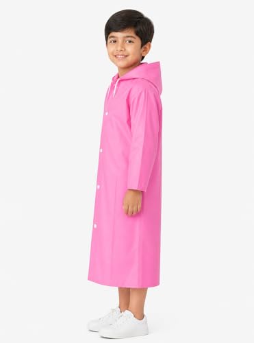 Image of Nephar Kids Waterproof Raincoat for Boys & Girls | Full Length Hooded Rain Wear | Lightweight PVC Monsoon Rain Coat for Children