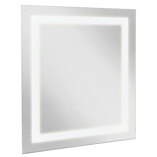 RecPro RV 22″ x 19″ LED Backlit Mirror | 4000K Cool White | Glass Mirror & Steel Base | 12V, 20 Watt | Surface Mount | ETL Certfied | Suitable for Damp Locations | Lighted Mirror