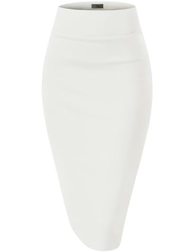 Image of Hybrid & Company Women's Premium Nylon Ponte Stretch High Waist Pencil Suit Skirt Below Knee
