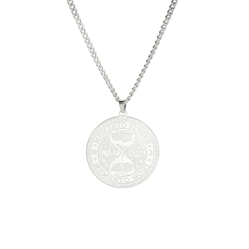 Genérico Punk carpe diem memento vivere collar de reloj de arena para hombres, ala esqueleto, collares de estrellas, joyería de moda