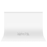 EMART 写真撮影用背景幕 30x7フィート 大型パーティーホワイト写真背景カーテン ドレープ 洗濯可能 ポリエステル ホワイト写真背景幕 誕生日パーティー 写真 プロジェクター ビデオ録画用