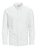Con botones JACK & JONES JprblubrookCamiseta Oxford (Talla L/S) Camisa, Blanco, L para Hombre